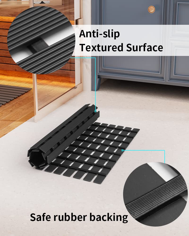 Padoor Shower-Mat Non Slip, Heavy Duty Bathtub-Mat Curlable Quick Drain Sturdy Bath Tub Mat Without Suction Cups For Indoor Outd